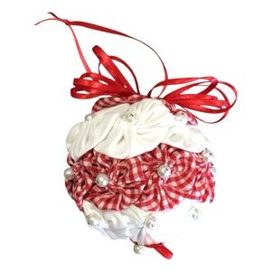 Red and White Quilted Ornament